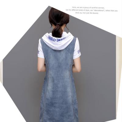 ĐẦM JEAN SUÔNG PHỐI NÓN XÁM - NJ235